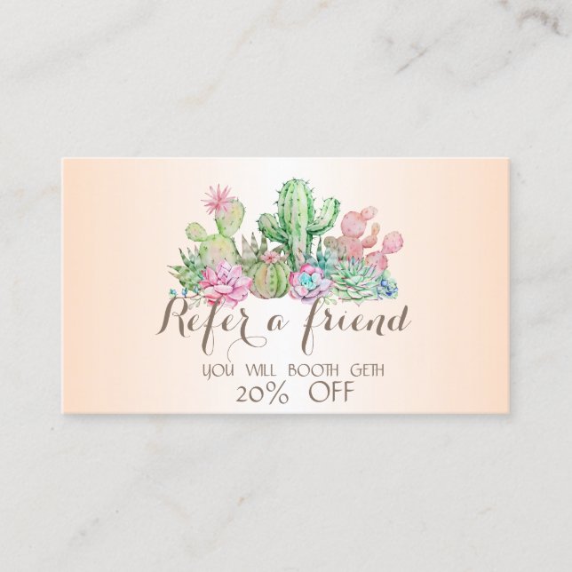 Carte De Référencement Cactus Succulentes Élégants et Stylés (Devant)