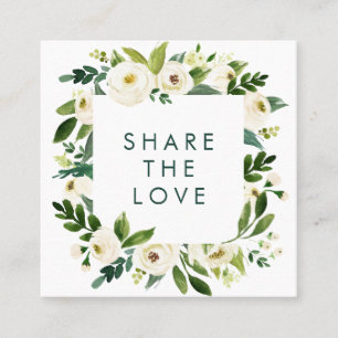 Carte De Référencement Cadre floral blanc d'aquarelle romantique
