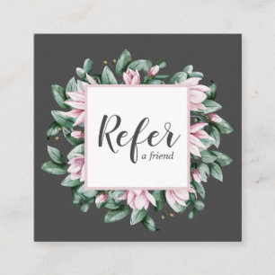 Carte De Référencement Cadre floral Magnolia et Eucalyptus gris foncé