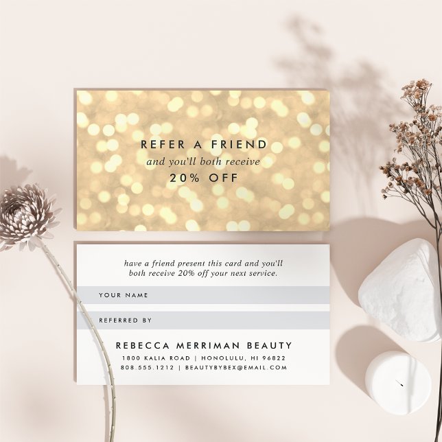 Carte De Référencement Champagne Gold Bokeh (Créateur téléchargé)