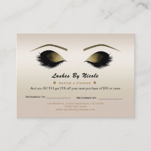 Carte De Référencement Champagne Pearl Lashes Référez Ami Aftercare