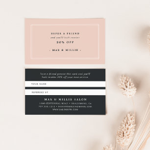 Carte De Référencement Chic Blush   Élégant rose et noir