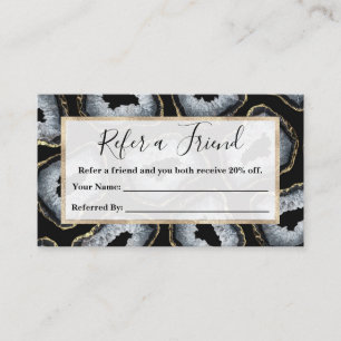 Carte De Référencement Chic Gold Black White Agate Geode Stones