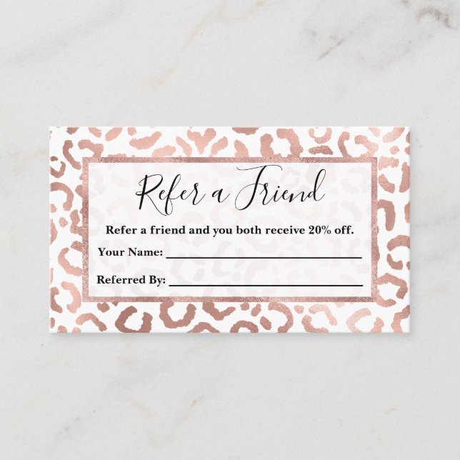Carte De Référencement Chic Rose Gold Leopard Cheetah Poster de animal (Devant)