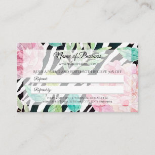 Carte De Référencement Chic Zebra Imprimer Rose Floral Friend