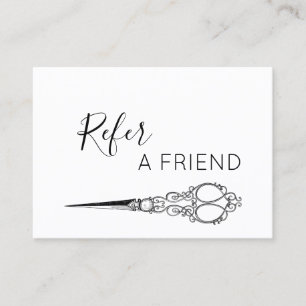 Carte De Référencement Ciseaux de Salon Vintage Réferer un Ami