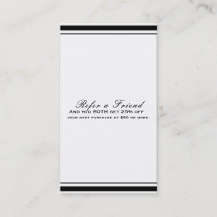 Carte De Référencement Classique Noir & Blanc Élégant Chic Parrainer un(e
