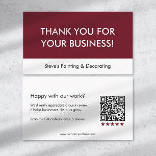 Carte De Référencement Code QR de remerciement pour l'examen de l'entrepr