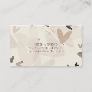 Carte De Référencement Coeurs Rose & Taupe Moderne Chic Référer Un Ami