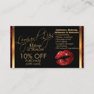 Carte De Référencement Coupon de maquillage Parties scintillant rouge