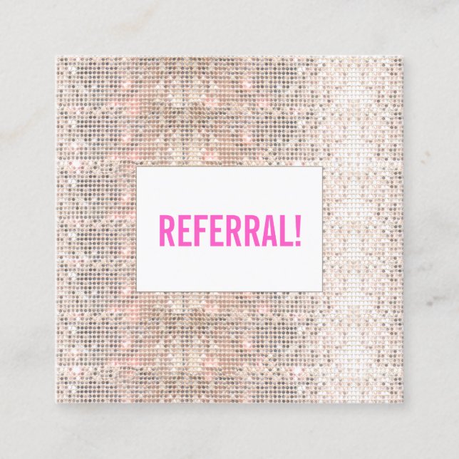 Carte De Référencement Cute Faux Silver Sequin Rose Beauty Salon Référenc (Devant)