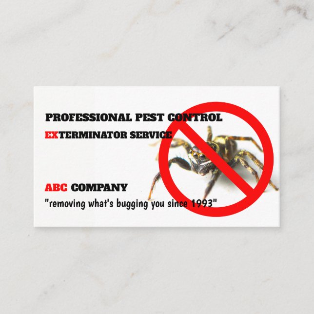 Carte De Référencement © de lutte contre les parasites d'exterminateur (Devant)