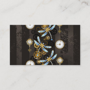 Carte De Référencement Dragonflies de Steampunk sur arrière - plan rayé