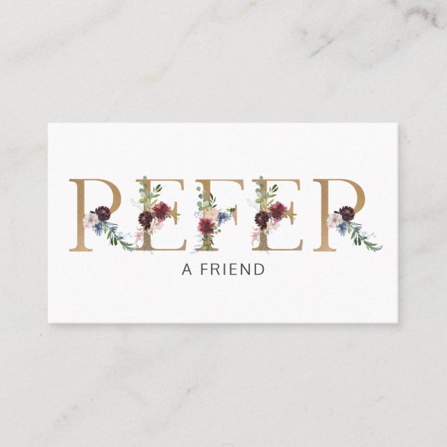 Carte De Référencement Élégant alphabet floral (Devant)