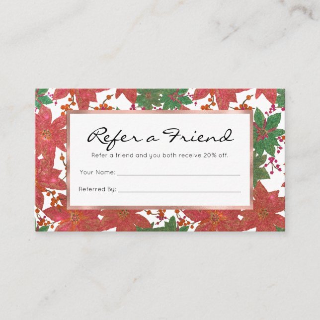 Carte De Référencement Élégant Chic Red Green Parties scintillant Noël Fl (Devant)