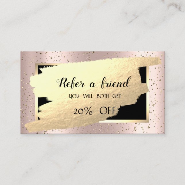 Carte De Référencement Elégant Confetti en or, Brush Stroke Rose Gold (Devant)