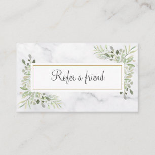 Carte De Référencement Elégant Marbre blanc vert Feuille fiche de référen