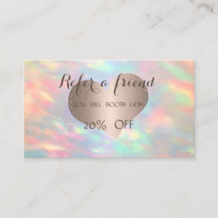 Carte De Référencement Élégant Rose Gold Cœur Opale de Style
