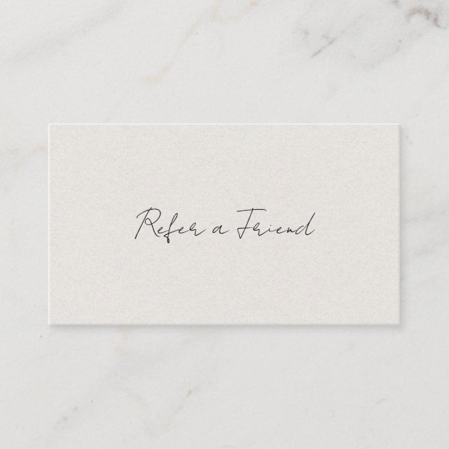 Carte De Référencement Élégant Script Minimaliste Beige Moderne Simple (Devant)