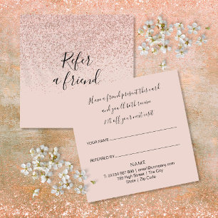 Carte De Référencement Élégant Script Moderne Rose Or Paillettes Client