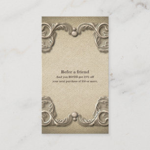 Carte De Référencement Élégant Vintage Rustique Toile de Jute Parrainer u