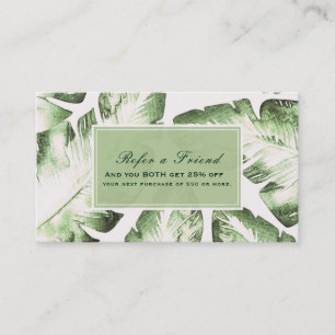 Carte De Référencement Élégantes Feuilles Tropicales Vertes Blanches Parr