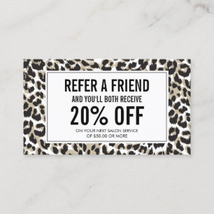 Carte De Référencement Eyelashes avec Empreinte de léopard Salon Orientat