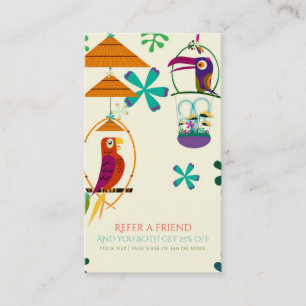 Carte De Référencement Fête d'anniversaire des oiseaux Tiki Vintage Invit
