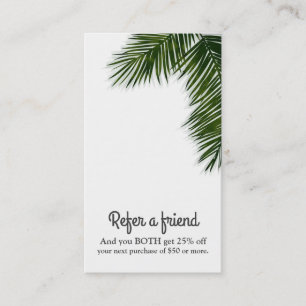 Carte De Référencement Feuille de palmier tropicale élégante Référer un a