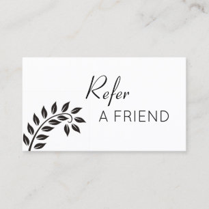 Carte De Référencement Feuille noire simple, parrainez un ami