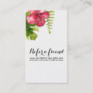 Carte De Référencement Feuilles de Hibiscus Tropical Blanc Chic Réferer u