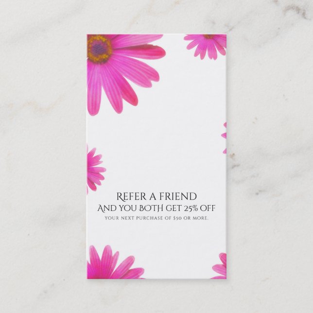 Carte De Référencement Fleur marguerite rose Élégant recommander un ami (Devant)