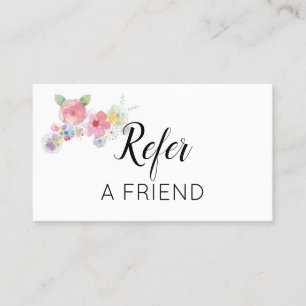 Carte De Référencement Fleurs aquarelle rose parrainez un ami