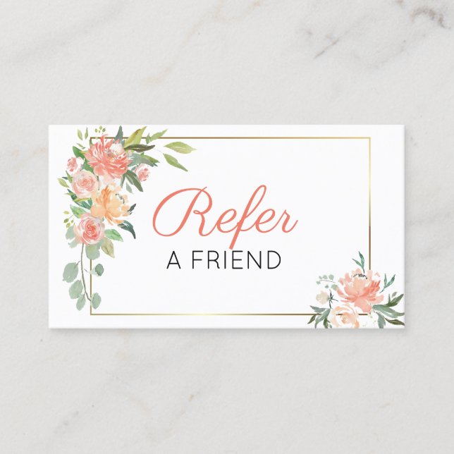 Carte De Référencement Fleurs aquarelles pêche (Devant)