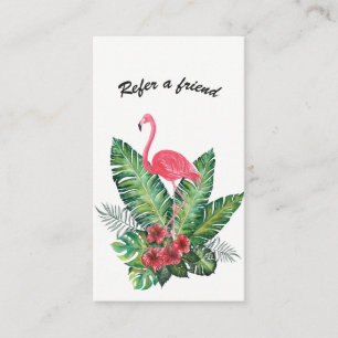 Carte De Référencement Floraux tropicaux de Flamant rose rose se réfèrent