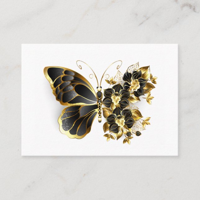 Carte De Référencement Gold flower Butterfly with Black Orchid (Devant)