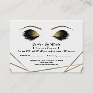 Carte De Référencement Gold Modern Glam Eyelashes Référer Ami Aftercare