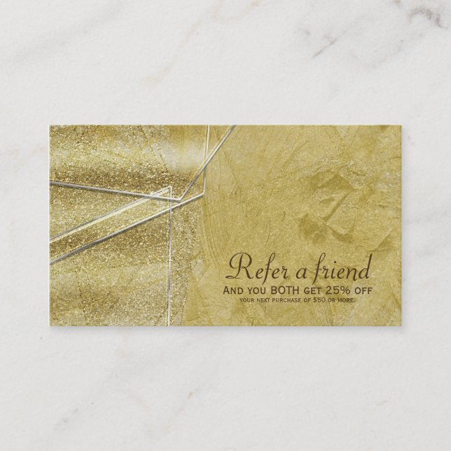 Carte De Référencement Gold Shimmer Crystal Glam Salon Référer un ami (Devant)