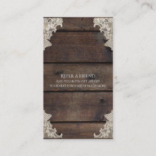 Carte De Référencement Grange Rustique Bois & Dentelle Élégant Référez un