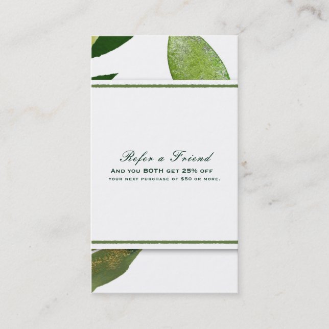 Carte De Référencement Green Botanical Glam Plantes Feuilles aiguiller un (Devant)