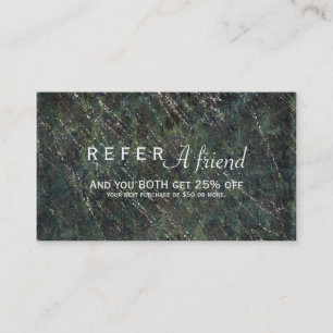 Carte De Référencement Green & Silver Army Camo Sparkle Salon Orientation