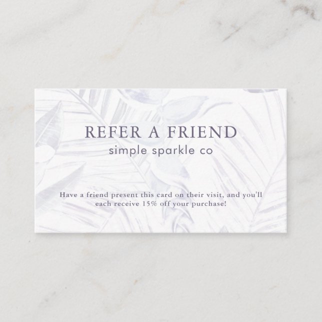 Carte De Référencement Impression délicate de feuille de prune et de palm (Devant)