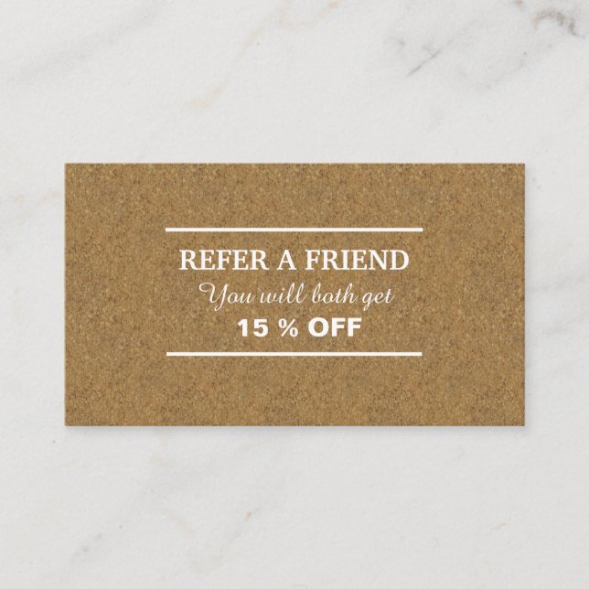 Carte De Référencement Kraft chic en liège (Devant)