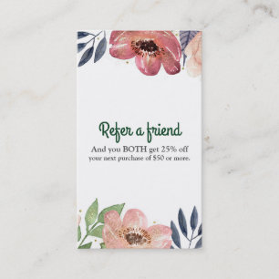 Carte De Référencement L'aquarelle florale moderne élégante se réfèrent