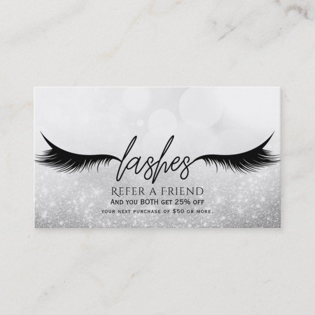 Carte De Référencement Lashes Eyelashes Extensions Argent aiguiller un am (Devant)