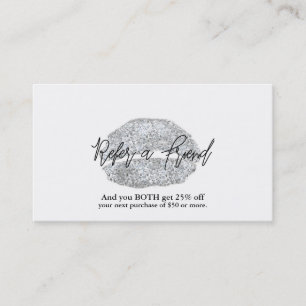 Carte De Référencement Lèvres Argentées Baiser Maquillage Beauté Glam Par