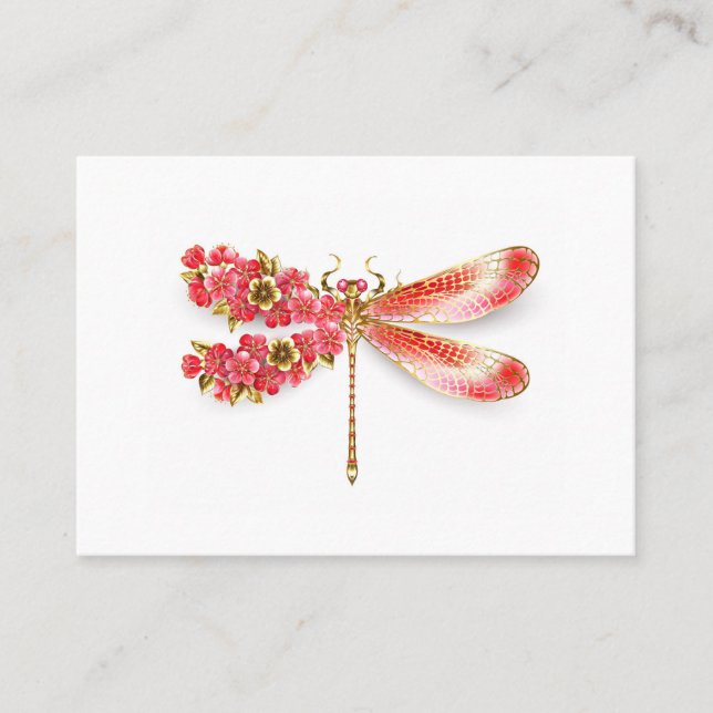 Carte De Référencement libellule de fleurs avec sakura de bijoux (Devant)