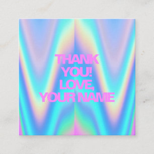 Carte De Référencement licorne holographique néon Merci texte rose nom
