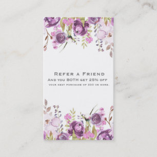 Carte De Référencement Lilas Lavande Violet Floral Chic Réferer un Ami