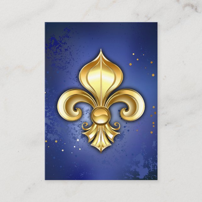 Carte De Référencement Lis d'or sur fond bleu (Devant)